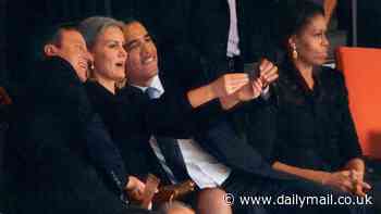 Moments that sparked those Obama affair rumours: The star-studded fundraiser where Barack met Jennifer Aniston and the beaming selfie with glamorous Danish PM (next to furious-looking Michelle) - as former First Lady skips Trump inauguration