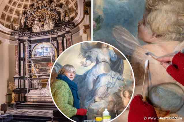 “Een restauratie is ook graven naar wat de schilder ooit bedoeld heeft”: replica van Rubens krijgt weer kleur in Abdij van Bornem