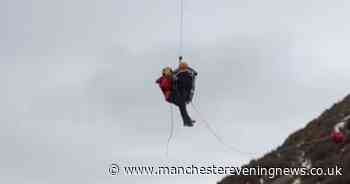 Moment helicopter and rescue teams called to Dovestones to help injured man