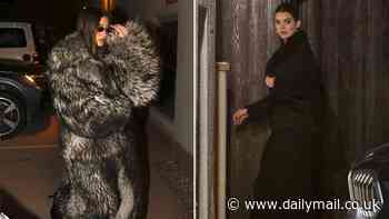 Hailey Bieber bundles up in massive faux fur coat for dinner in Aspen with BFF Kendall Jenner