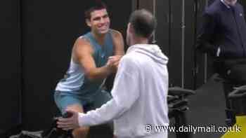 Andy Murray shakes hands with Carlos Alcaraz after coaching Novak Djokovic through titanic Australian Open quarter-final win against world No3