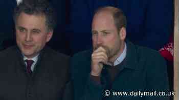 Prince William cuts a nervous figure in the stands as he watches his beloved Aston Villa in Champions League action against Monaco