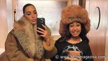 Kim Kardashian and teen North West twin in matching furs during mother-daughter date