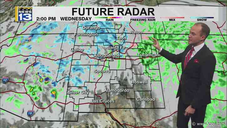 Scattered snow and rain showers move in Wednesday