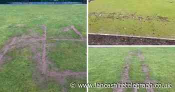 Shocking damage caused to bowling green with swastika and racist word