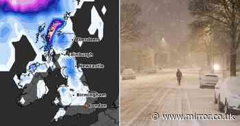 Weather maps show '90% risk of snow' in one key UK area TOMORROW