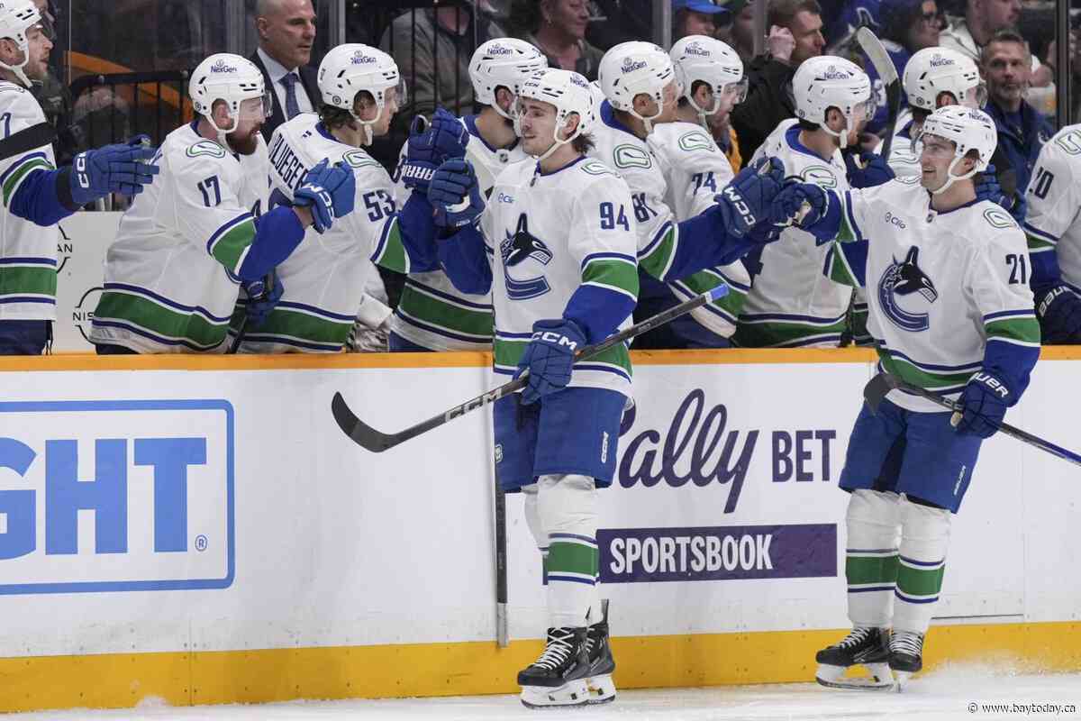 Linus Karlsson gets 1st NHL goal as Canucks beat Predators 3-1