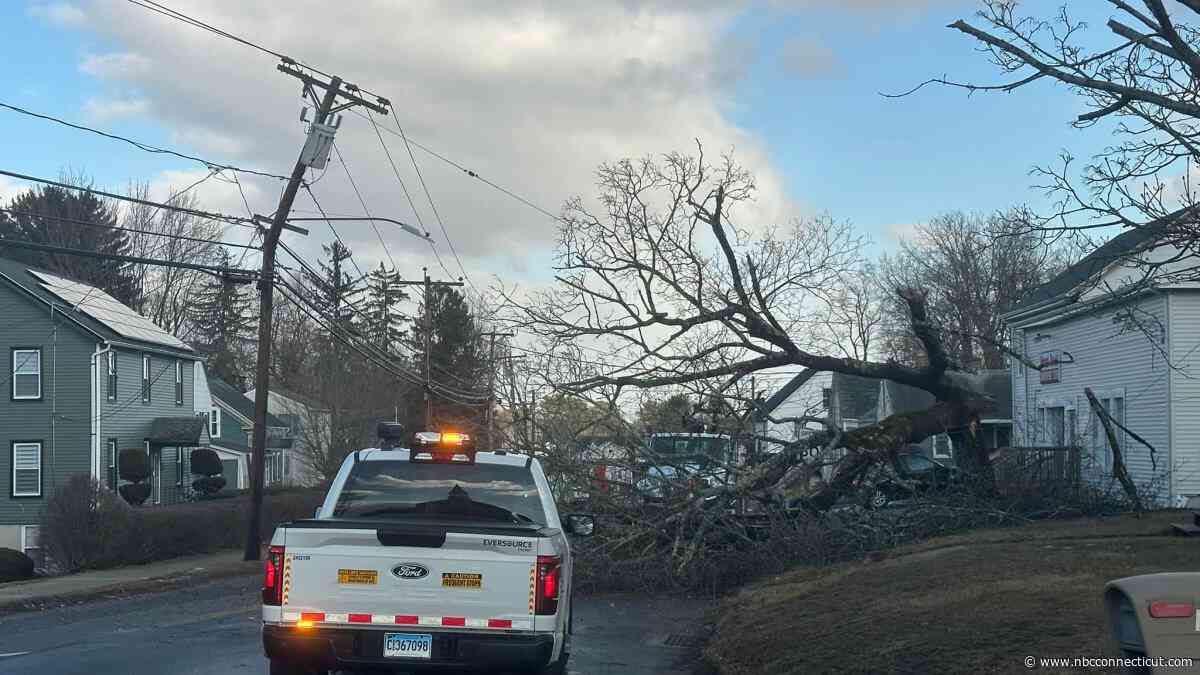 Main Street in Broad Brook closed due to tree and power lines down