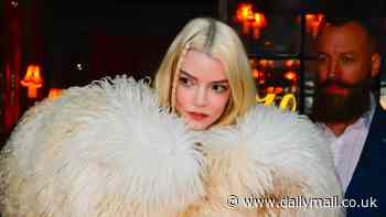 Anya Taylor-Joy puts on a leggy display in tiny hotpants and a huge cloak in her FOURTH outfit change of the day after sporting eccentric off-white fluffy coat in NYC