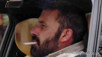 Stressed Ben Affleck puffs on a cigarette after Matt Damon ditches their latest project