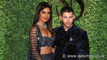 Priyanka Chopra, 42, can't keep her eyes off husband Nick Jonas, 32, as she flashes her abs in a navy sequin co-ord at her brother's Mumbai wedding party
