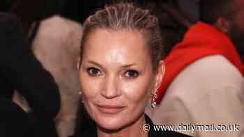 Kate Moss, 51, is the epitome of chic in a silky gold slip dress as she sits front row for the Calvin Klein show at New York Fashion Week