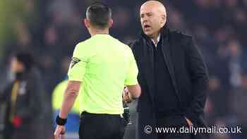 Revealed: Arne Slot's F-word tirade saw Liverpool boss tell Michael Oliver 'if we don't win the league, I'll f***ing blame you' before swearing twice at assistant referee after Everton draw