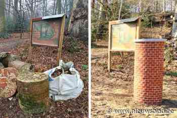 Wandelbos in Deurle heeft weer een mooie ingang: zuilen verplaatst en heropgebouwd