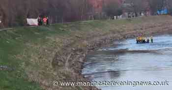 Police tape off area beside River Irwell after person found dead