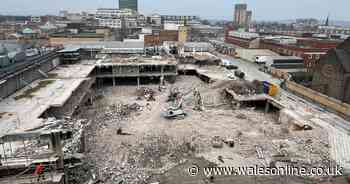 Incredible images show Cardiff's Debenhams store almost completely flattened