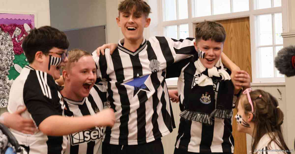 Newcastle school turns black and white in celebrations ahead of Carabao cup final