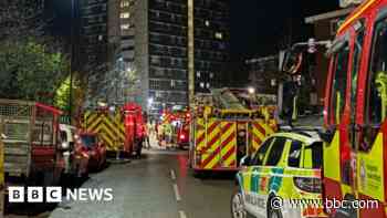 High-rise tower block evacuated as fire breaks out