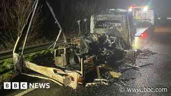 Van fire closes stretch of the A30 near Lanivet