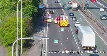 Long delays on M62 in Warrington following Friday rush hour crash