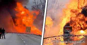 Explosies bij brandende vrachtwagen door lading
