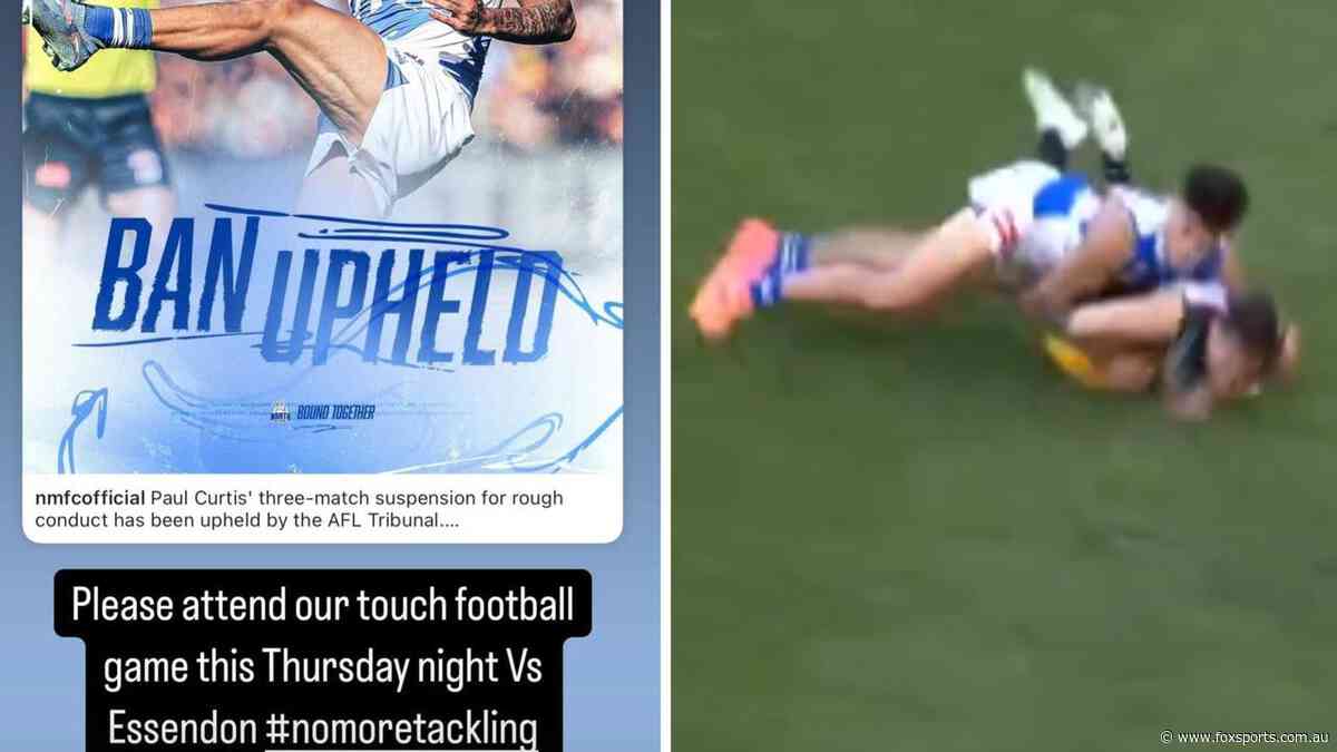 ‘Please attend our touch football game’: Luke Parker cheekily clips Paul Curtis’ three-match ban