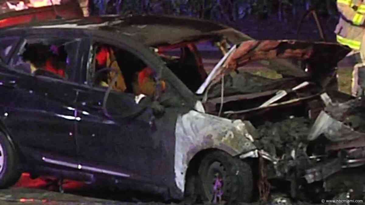 Police investigate car apparently found shot, burned in Miami Gardens