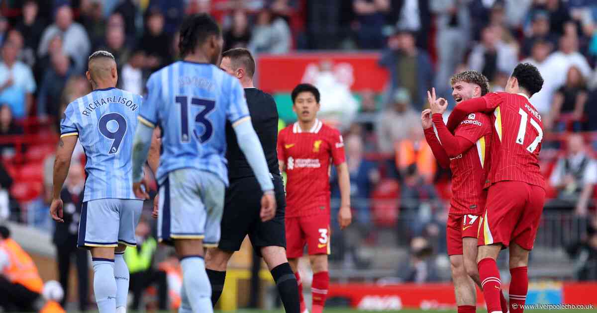 What Arne Slot did immediately after Richarlison and Harvey Elliott clash as Liverpool point made