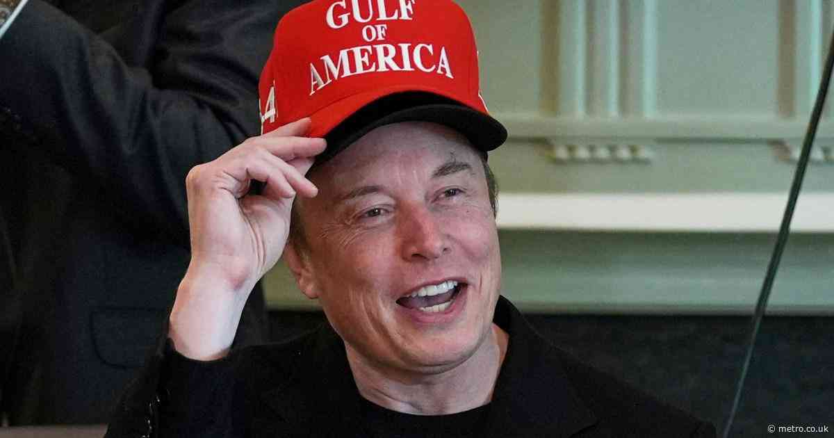 Elon Musk wears two hats including ‘Gulf of America’ in farewell to Trump Cabinet
