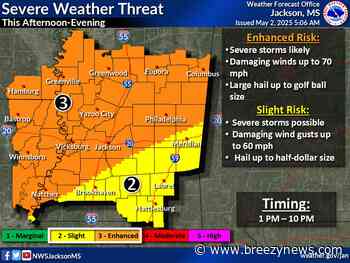 Storm Threat Today Now at Level 3