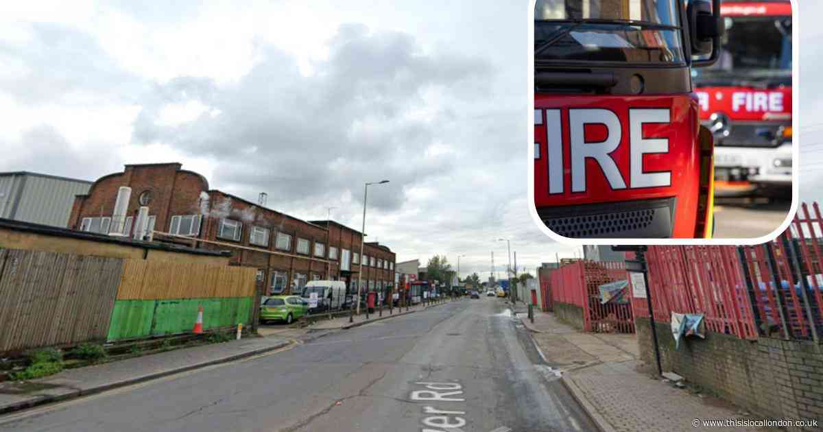 Shipping containers and van go up in flames after fire breaks out in Barking