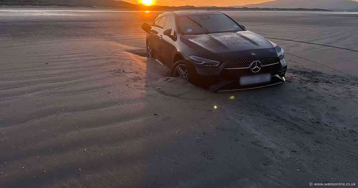 Brand new Mercedes gets stuck on notorious beach and spends two days in the sea