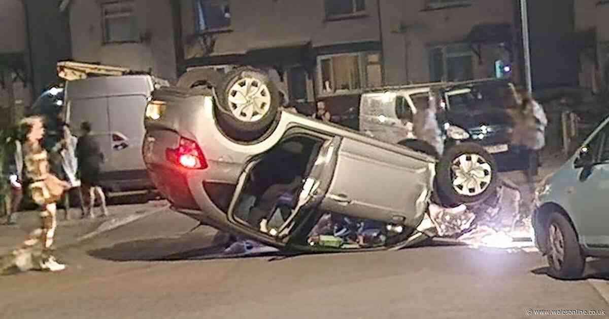 Woman taken to hospital after car flips onto its roof