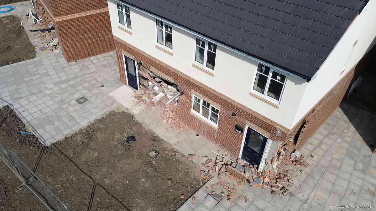 JCB rampage leaves newbuild estate in ruins after 'teen yob' smashes through SEVEN homes