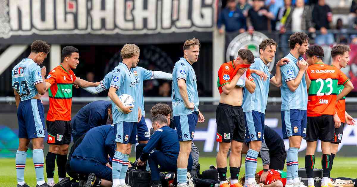 Schrikmoment bij NEC-Willem II na harde botsing, Proper per brancard van het veld: ‘Hij is oké’