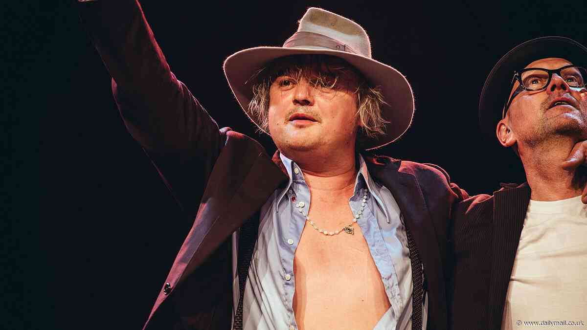 Pete Doherty appears to be in good spirits as he takes to the stage in Berlin for his European tour after 'wake-up call' from shock health scare