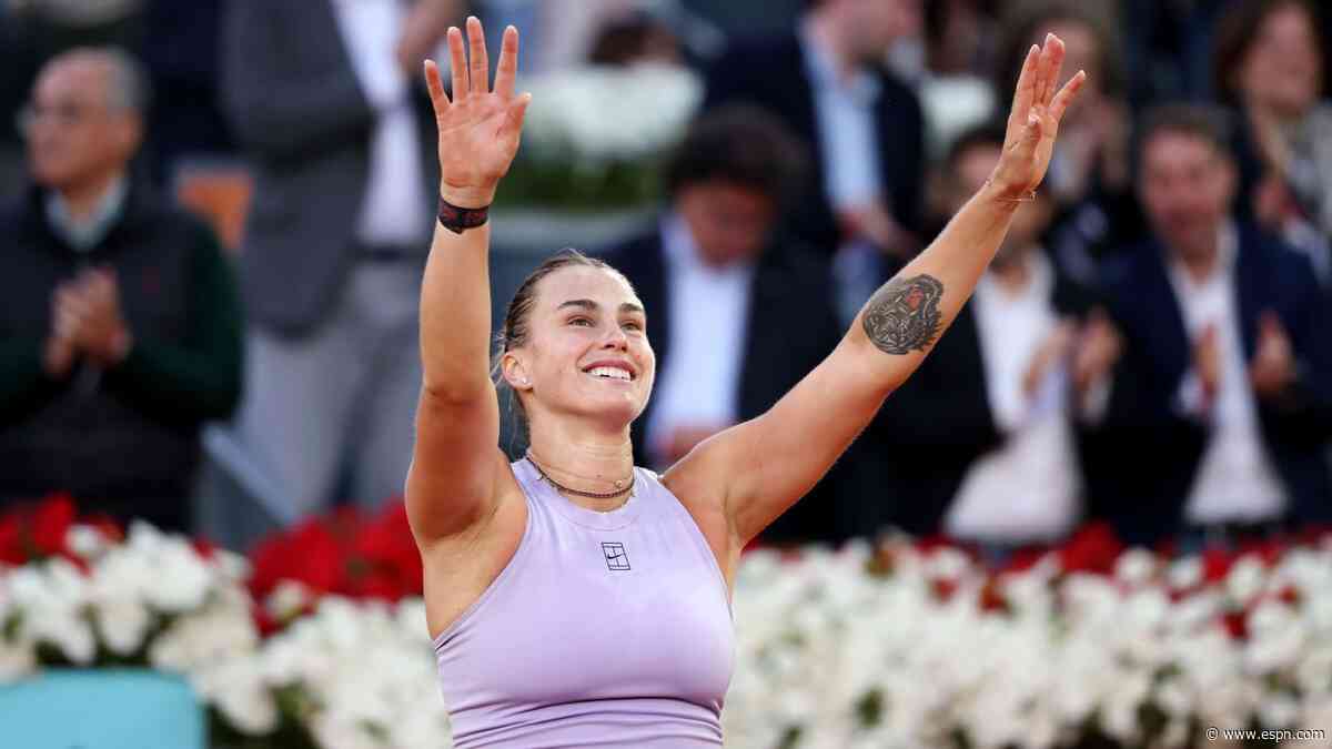 Sabalenka tops Gauff for 3rd Madrid Open title