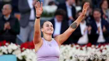 Sabalenka tops Gauff for 3rd Madrid Open title
