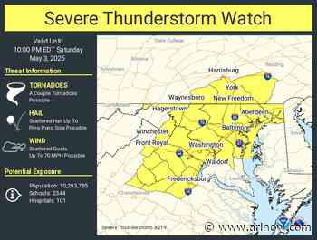 JUST IN: Severe Thunderstorm Watch issued for Arlington and D.C. area