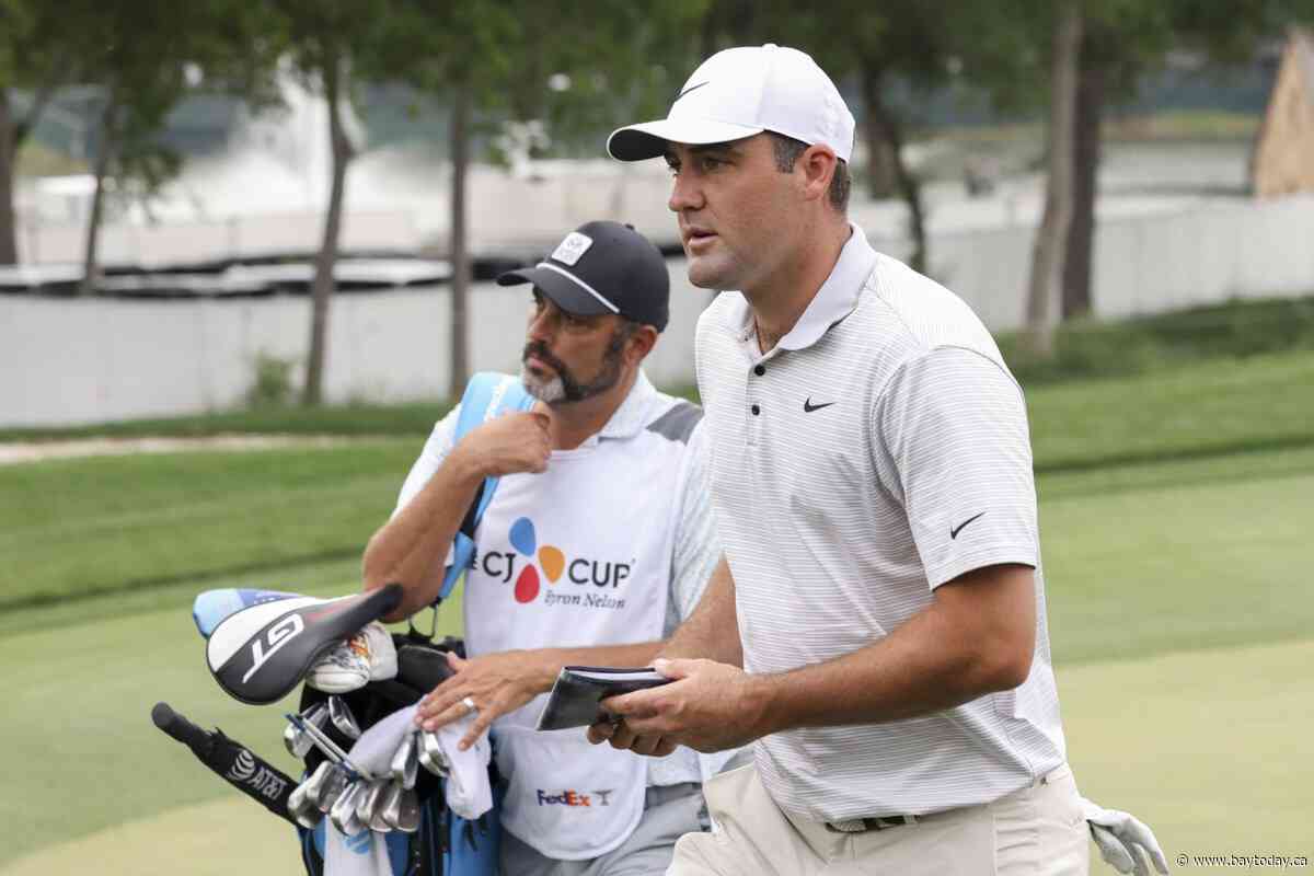 Scheffler's lead grows to 8 in the dark at hometown Byron Nelson