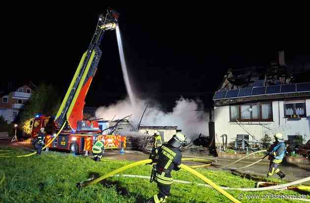 KFV-CW: Brand nach Blitzschlag zerstört Wohnhaus und Stallungen / 6 Pferde vor Flammen gerettet/Wasserversorgung zusammengebrochen