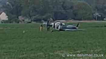 Horror moment Spitfire 'practicing flypast for VE Day celebrations' crashes into field