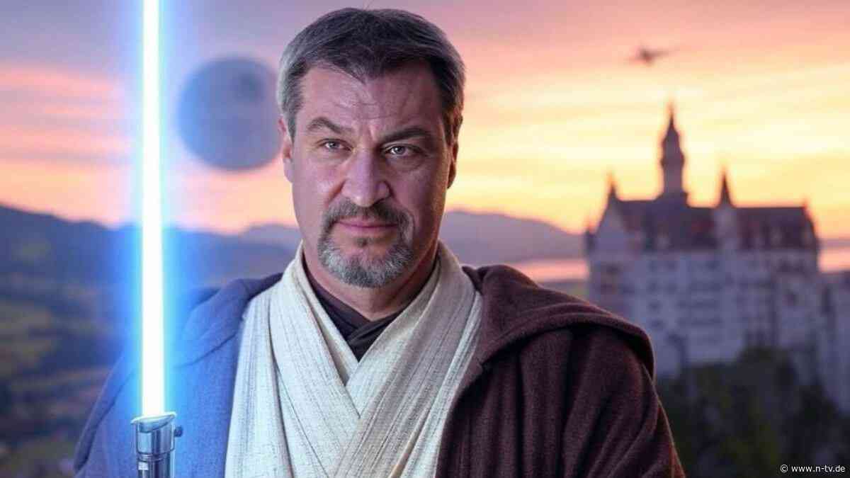 Mei da Foars bi wit ju: Söder grüßt zum Stars-Wars-Tag in Jedi-Kluft mit Lichtschwert