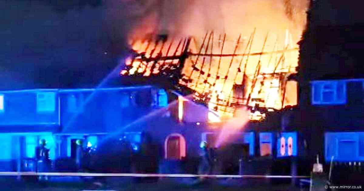 Dramatic moment 'cannabis factory' explodes leaving two men seriously injured