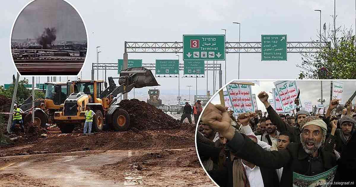 Beelden: Raketaanval Houthi’s op luchthaven Tel Aviv