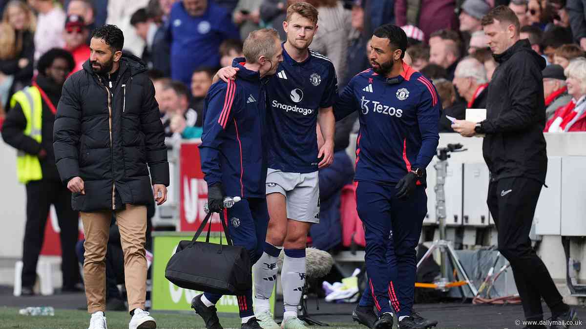 Man United defender Matthijs de Ligt suffers injury in build-up to Brentford goal as play continues despite his struggles