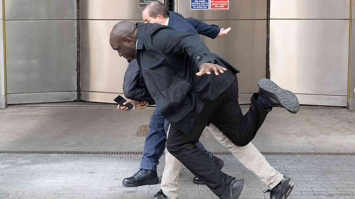Moment security staff are forced to intervene as Labour's Wes Streeting sees his live interview interrupted outside the BBC's Broadcasting House