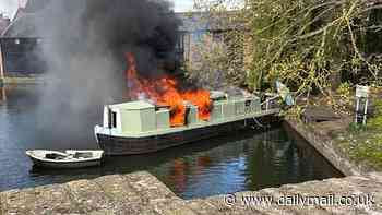 Man's horror as canal boat goes up in flames in just 20 minutes after he lets homeless stranger stay onboard alone