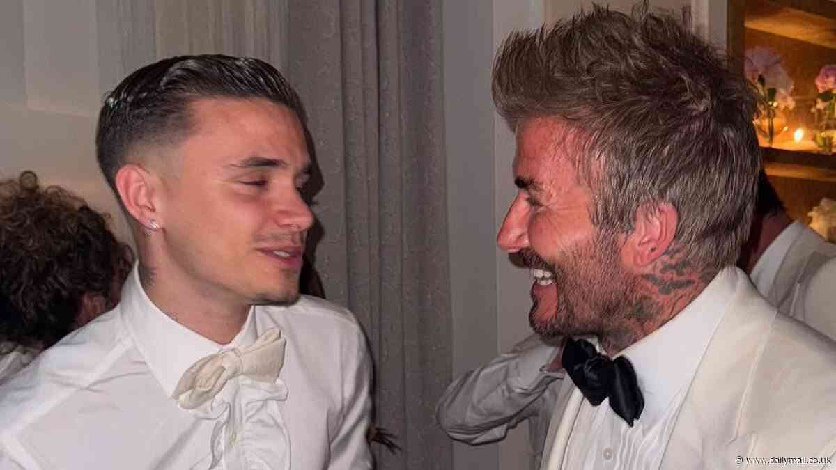 Romeo Beckham steps up to give birthday speech to dad David during star-studded 50th party after brother Brooklyn's devastating no-show