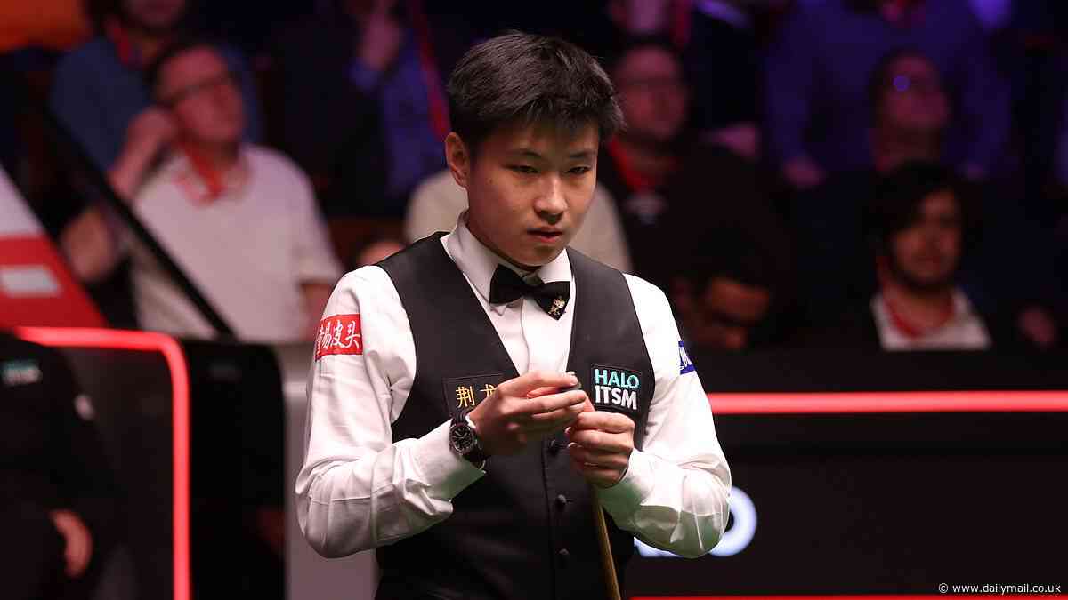 Scandal-hit Zhao Xintong on course to be crowned snooker's first Asian world champion after dominating first day of the final against Mark Williams